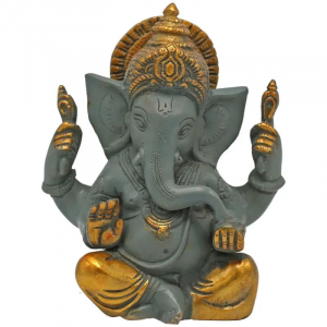 Ganesha goldfarben mit grau, 14 cm