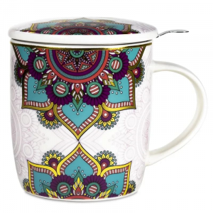 Teetasse Mandala, türkis