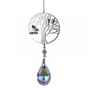 Tree of Life mit Regenbogen-Kristalltropfen violett